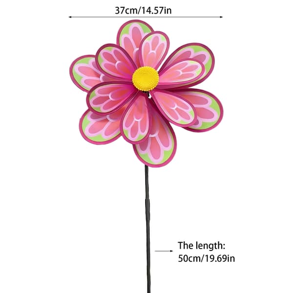 Dobbeltlags roterende blomstervindmølle i plast for utendørs lek 2 stk