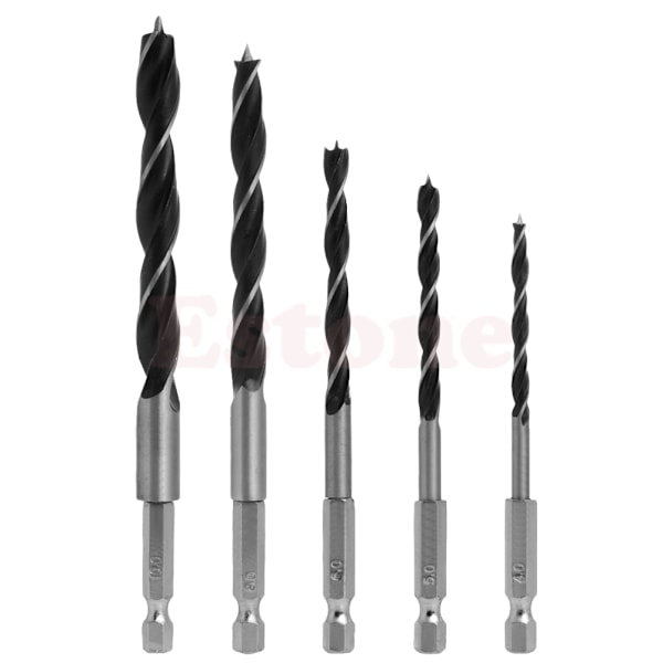 4 5 6 8 10 mm 5 st snabbbyte metallverktyg 1/4" sexkantsskaft trä HCS set