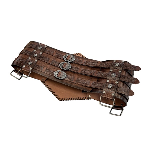 Vikingpräglad brett bälte nordisk konstläder rustning bälte Halloween kostym Brown