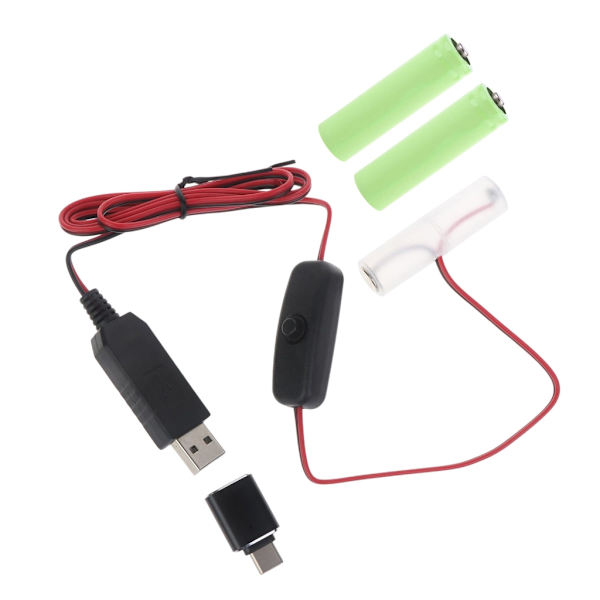 Universal typ C USB till 4,5V AM3/LR6/AA Dummy power med strömbrytare