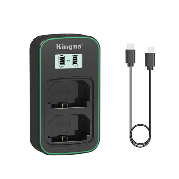 Dobbeltkanalslader Bærbar NPFZ100 batteriladeadapter med LCD-skjerm for A9 A7III A7RIII A7S3 kameraer