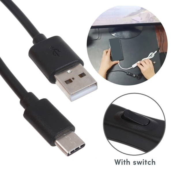 USB kabel med Switch Type-C USB2.0-adaptersladd 5V3A Typ C till USB A-laddare och dataöverföring för RaspberryPi 4B-hubbar Black 1m