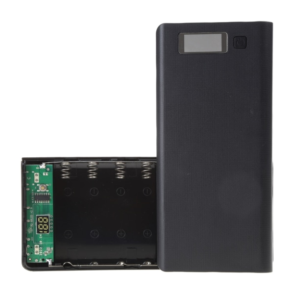 Multifunktionell Power Bank för Shell Charger Box med 2 USB utgångar 8 Slot Batterier Container DIY för case Black