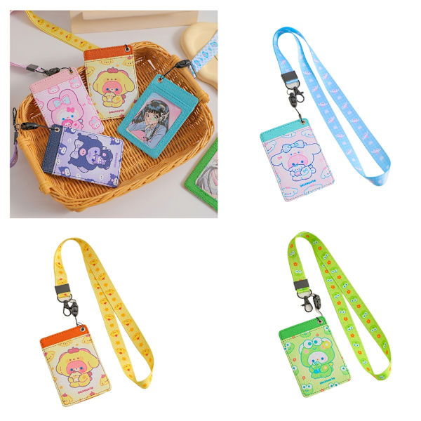 Bärbar korthållare Lanyard Neck Card organiserat för resor och shopping Green