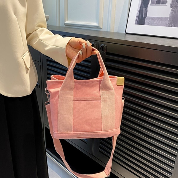 Harajuku axelväskor för kvinnor Handväskor med stor kapacitet Crossbody tygväska Pink