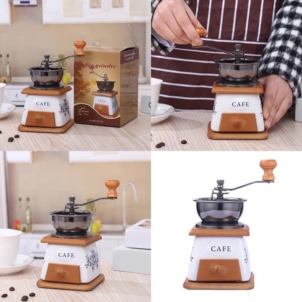 Platsbesparande manuell kaffekvarn handdriven kontorskaffeutrustning