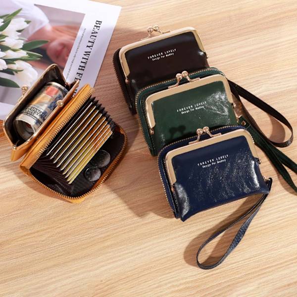 2023 Wristlet Wallet Monipaikkainen PU-luottokortti Pankkikortin haltija Nainen Tyttö Brown