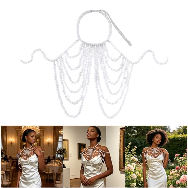 Justerbar brystkæde med imiterede perler til kvinder til festtøj