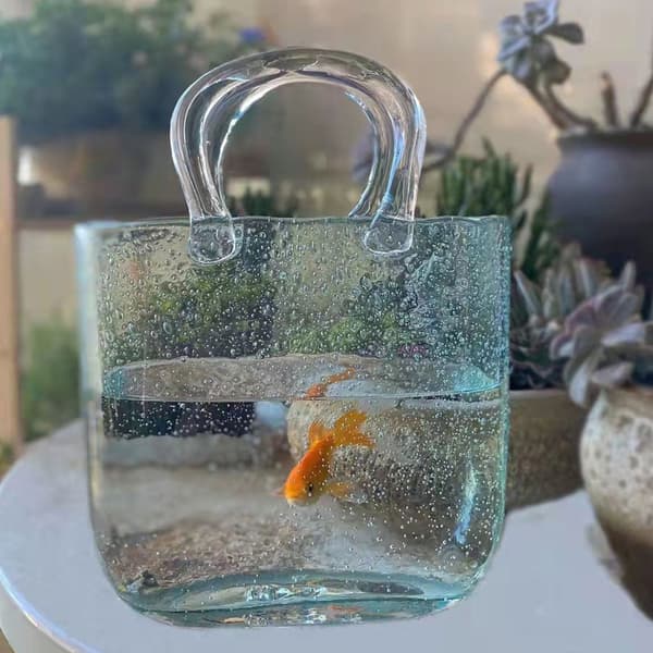 Vase i klar glas til akvariumbeholder til bordplader Light Grey