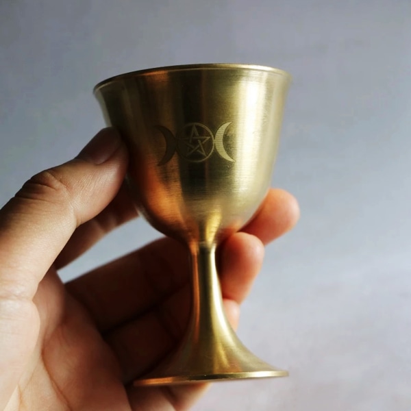 Rituell kopp Altarbägare Wicca Guldplätering Mässing Ceremoni Månspådom Astrologiskt verktyg Brädspel Tillbehör för häxkonst