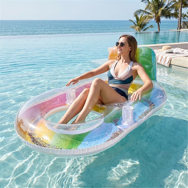 Glitrende PVC-solbade-flydemadrasser til poolfester, strandferieafslapning
