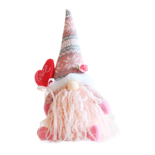 Alla hjärtans dag Gnome Plysch Ros Blomma Hjärta Skandinavisk Tomte Elf Dekorationer Svenska Gnomes Dvärgfigurer Bordsdekorationer null - 5212 pink