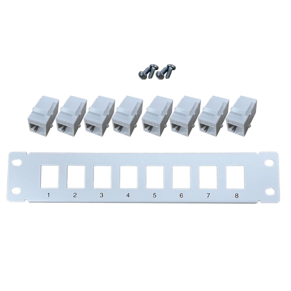 8 Ports rett gjennom CAT5e Patch Panel RJ45 nettverkskabeladapter Keystone Jack