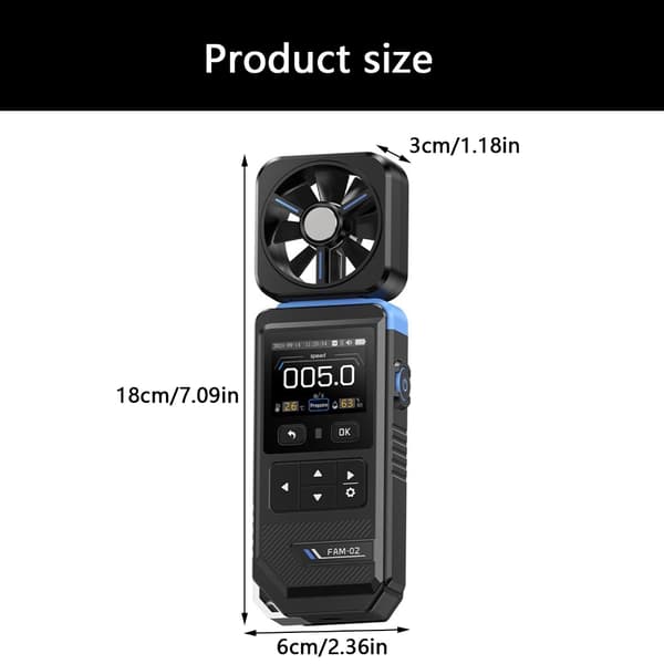 Vindhastighetsmätare i fickformat Digital Anemometer LCD Vindmätare
