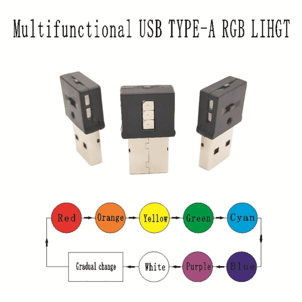 5V USB LED-ljus med 8-färgs RGB justerbar belysning för konsoler Comouter