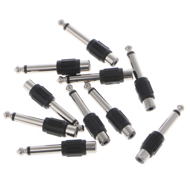 10 kpl RCA-naarasliitin 6,35 mm 1/4" urospuoliseen monopistokkeeseen tai sovitinliittimeen