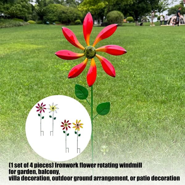 Vindmølle Roterende Blomst Vindspinner Pæl Stående Plæne Blomster Vindmøller