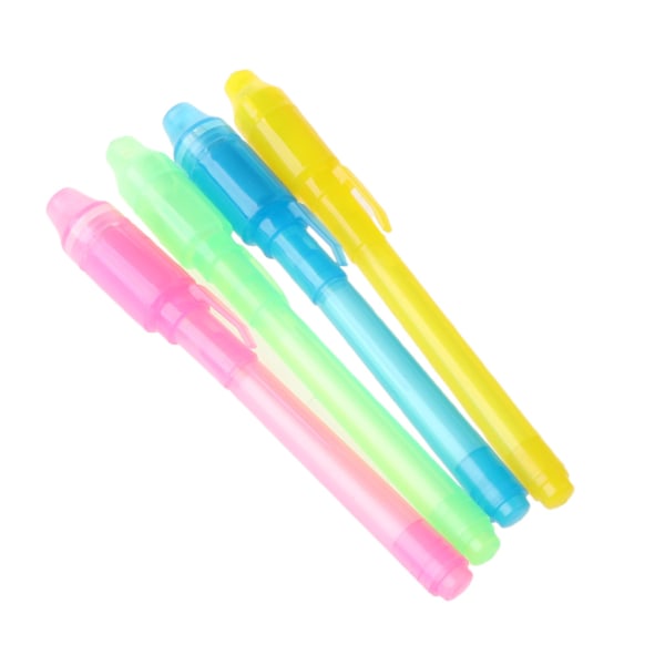 4st Invisible Ink Pens Set Osynlig Penna med UV-ljus Halloween festtillbehör för barn Vuxna Skriva hemliga meddelanden