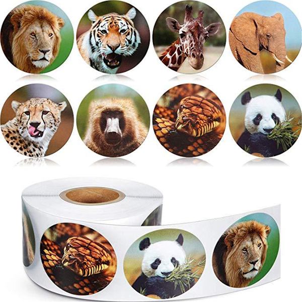 Kraft Paper Zoo Animal Sticker Krus Vindue Ornament Miljøvenlige studerende favoriserer
