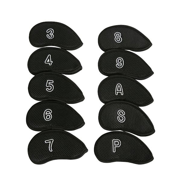 10 st Golf Iron Head Covers Mesh Tyg Golf Club Headcover Vattentät Golf Putter Cover Set Passar de flesta märken Golf Iron
