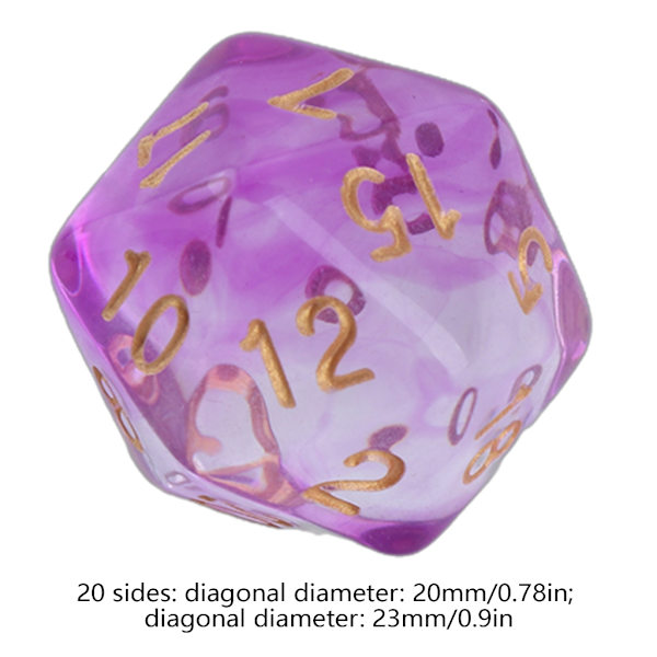 7 kpl monipuolisia akryylinoppaa monipuolisia värikkäitä läpinäkyviä pelinoppaa Purple