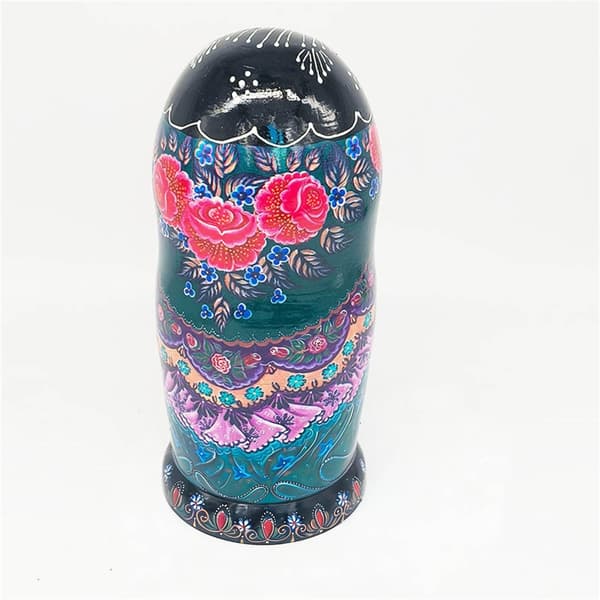 10-lagers ryska \"nesting dolls\" med lackerat mönster, träkonst, folklig Matryoshka