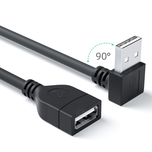 USB 2.0 hane till hona sladd Kabel USB 2.0 förlängningskabel Dataöverföringslinje 90° vinklad rak/armbågs USB kontaktsladd null - Right bend 0.5m