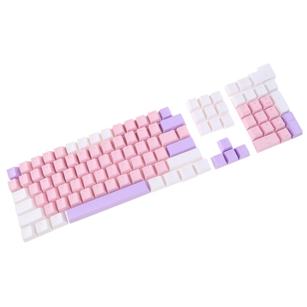 104 PBT Keycap Trefärgsmatchning för mekaniskt tangentbord Rosa Lila Vit Purple white powder