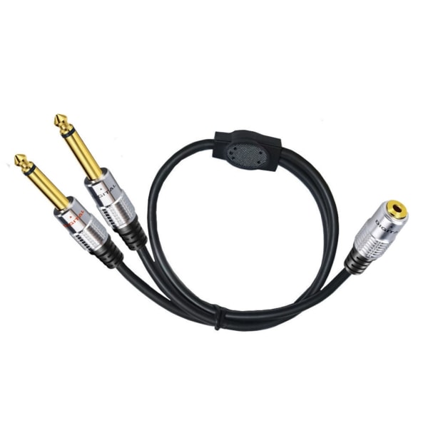 Dubbla hane 6,35 mm till 3,5 mm Y-splitterkabel, 6,35 mm hane till 1/8 tum Mini Jack Stereo Aux Interconnect Audio Mic Kabel