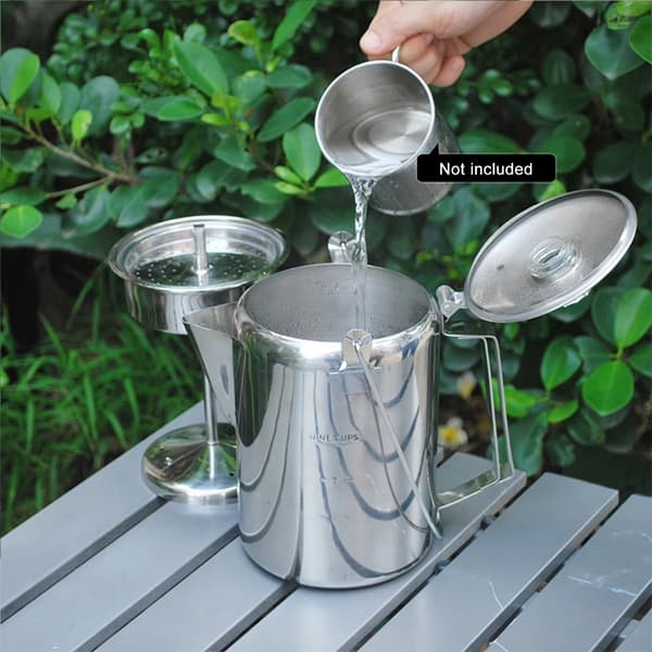 9-kopps kaffekjele i rustfritt stål for utendørs campingkaffemaskin