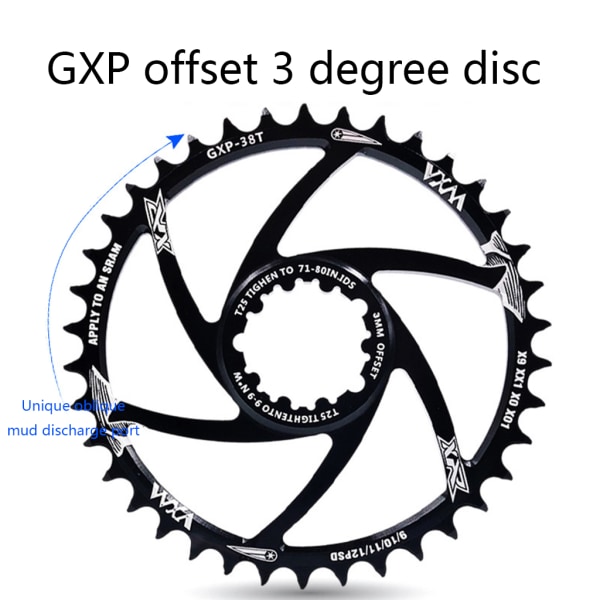 Cykelkrank Fiks Gear 30T 32T 34T 36T 38T Kædehjul Offset Kædeblad 36T