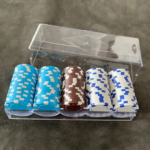 Profession Casino Spel Tillbehör Poker Chip Fack 5 Rader 100Pcs Chips Behållare C