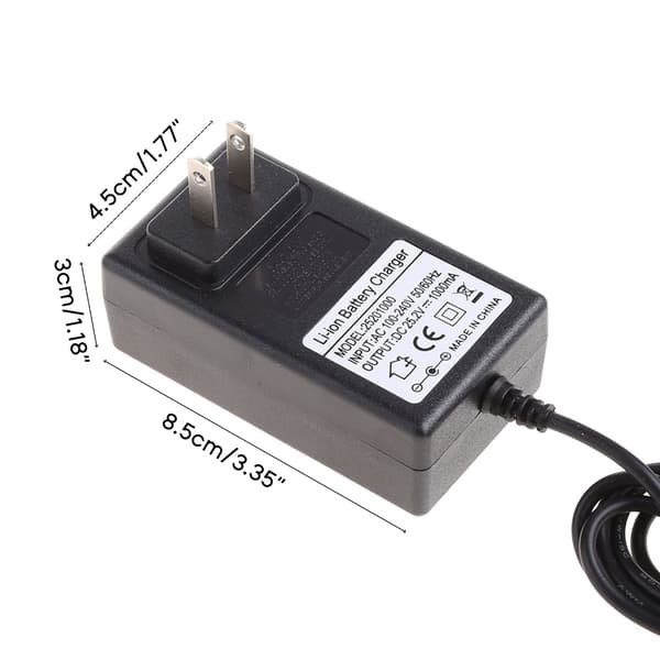 25.2V Litium Batterilader Strømadapter Bærbar Vegglader Tilbehør