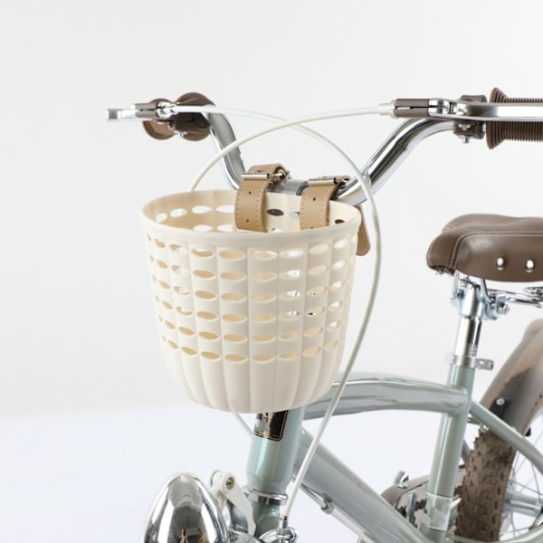 Plast Sykkelkurv for Gutt Jente Sykler Styre Kurv med Festestropper Creamy White