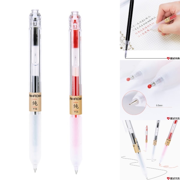 0,5 mm extra tunna pennor med fin spets Gel flytande bläck rullande kulspetspennor för kontor Red