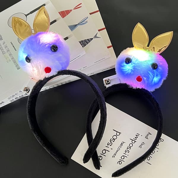 Hårbøyle påskehare Cosplay LED-pannebånd Pelskrans Kanintema