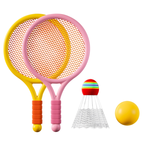 Kid Badminton Fjädrar Tennisracketar Set för barn Utomhus inomhussport Yellow and green