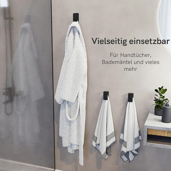 4 stk. håndklædekroge i rustfrit stål, nem installation, badeværelsesknage
