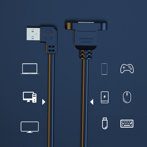 USB2.0-förlängningskabel med skruvhålspanel USB -förlängningssladd stöder laddning och höghastighetsdataöverföring Bärbar null - Left 1.5m