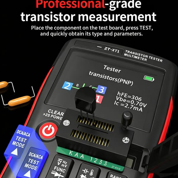 Digitalt multimeter til test af spænding, strøm og kondensatorer