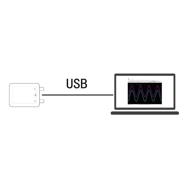 Bærbart USB-oscilloskop med 250 kHz båndbredde USB-forbindelse 2 kanaler