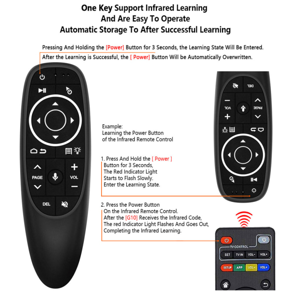 G10S Pro Röststyrning 2.4G RF Trådlös Air Mouse Gyroscope Trådlöst för Smart Remote Bakgrundsbelyst För Android TV Box PC