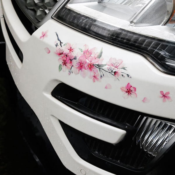 Orientalisk körsbärsblomning Bil Auto Blommig Charm Sticker Rosa Dekal Highlight Fönster Bil Romantik Dekor Type B：25*24cm