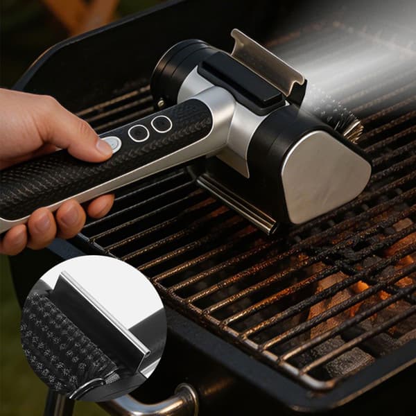 Elektrisk grillbørste, genopladelig grillrensebørste i rustfrit stål
