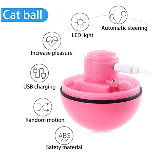 Cats Toy Elektriska bollar med LED-ljus Automatisk interaktiv USB laddning Slumpmässig rörlig leksak för inomhuskatter Kattunge White