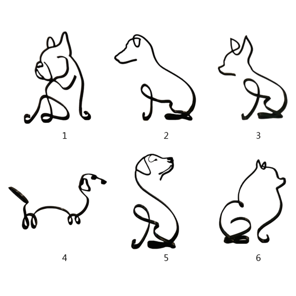 Hundskulptur i smidesjärn Minimalistisk konst Skrivbordsprydnad Metalldjur Staty Utsökt skrivbordsdekorationer för hemmakontor null - 3