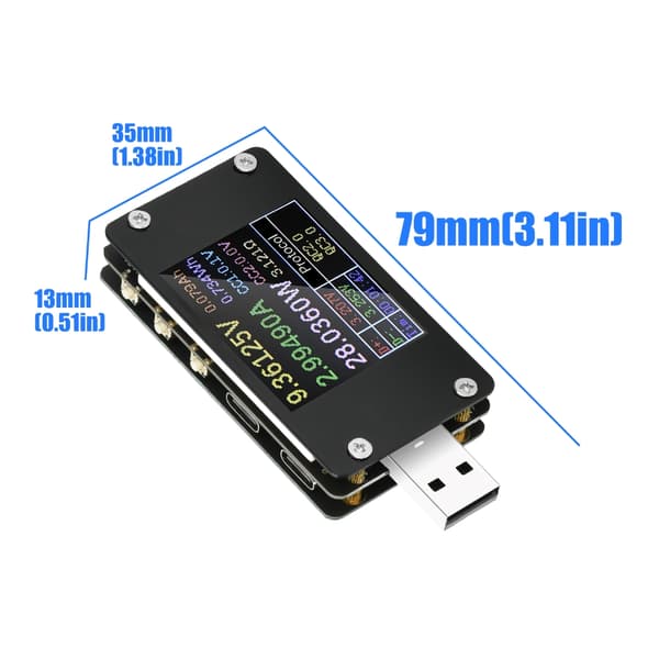 USB-strömmätare för snabbladdningsanalys USB-multimeter USB C-strömmätare