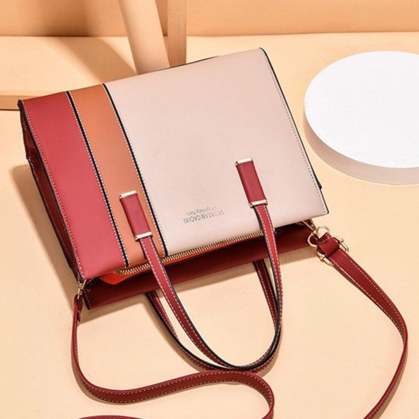 Lladies Crossbody axelväska Color Block Shouder Bag Handväska Red