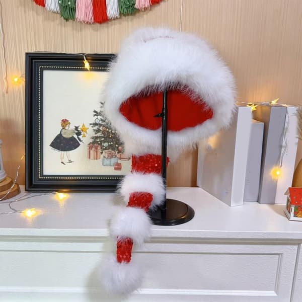 Elegante julehuer Blød polyester Lang voksen nissehuer til kvinder