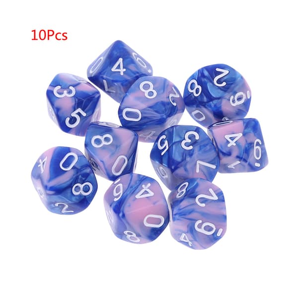 10 stk./sæt 10-sidet D10 polyhedral terninger numre urskiver desktop bordspil 1